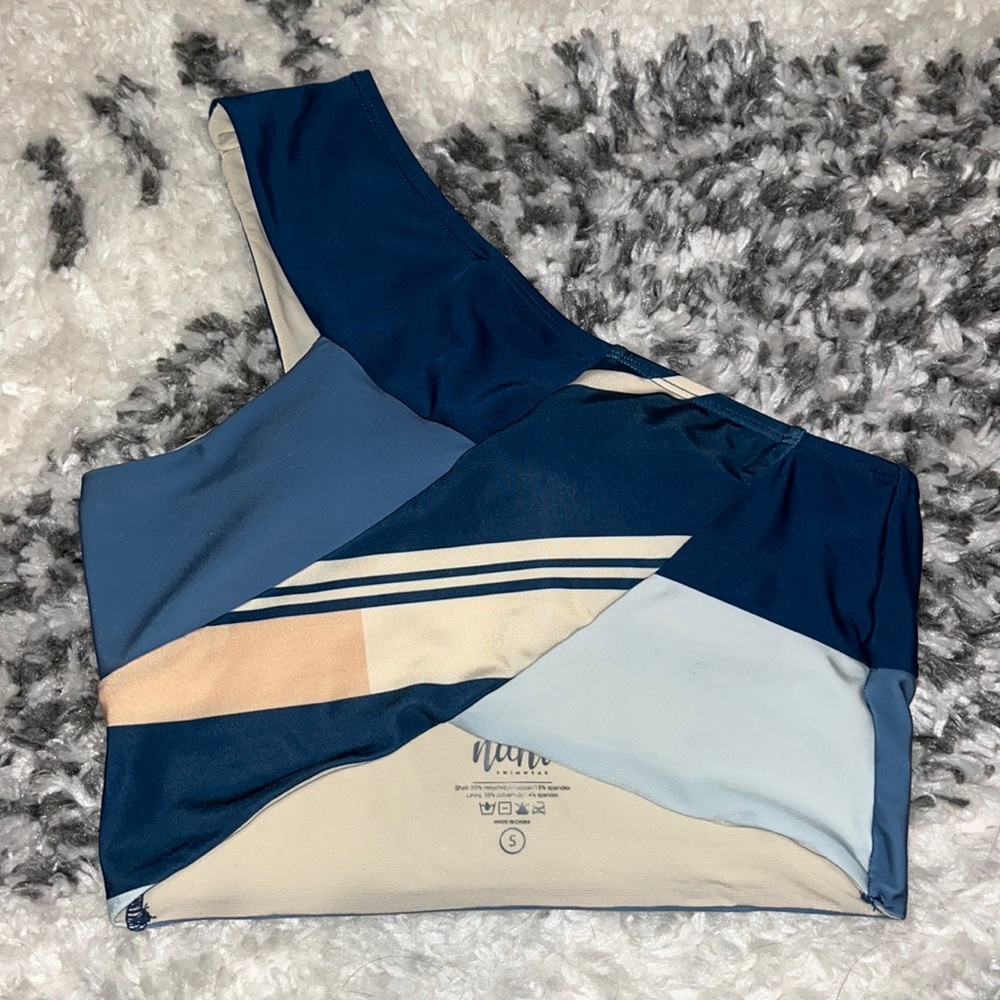 Patchwork one shoulder top
